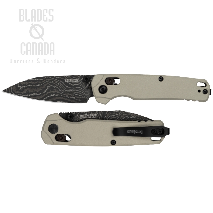 Kershaw Bel Air DuraLock Folding Knife, Damascus, Aluminum Bright Nickel, KE-6105DAM