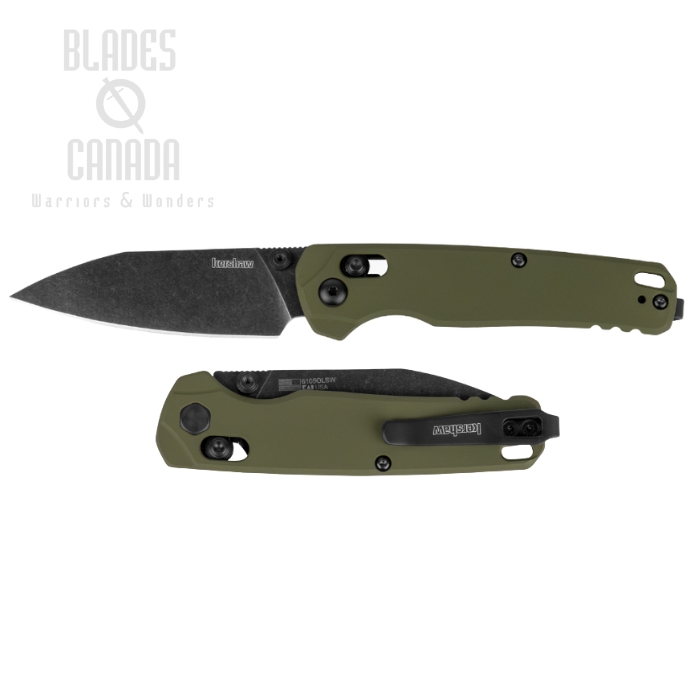 Kershaw Bel Air DuraLock Folding Knife, Limited Edition, MagnaCut Blackwash, Aluminum Olive, 6105OLBW
