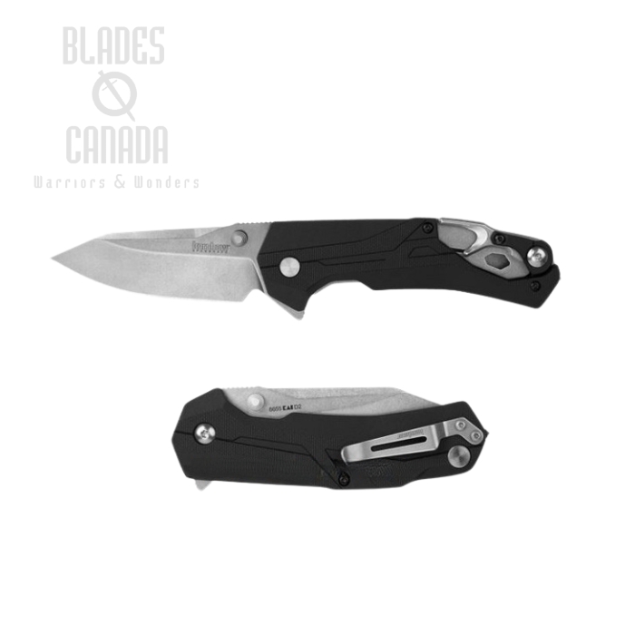 Kershaw Drivetrain Flipper Folding Knife, Assisted Opening, D2 Steel, GRN Black, K8655