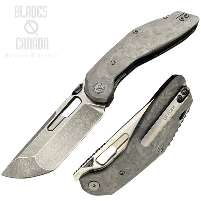 (image for) Ketuo Yakuza Folding Knife, 154CM Black SW, Carbon Fiber Black Marble, KETM098