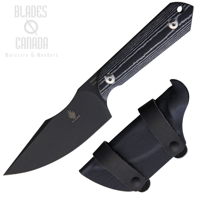 (image for) Kizer Harpoon Fixed Blade Knife, D2 Black, Micarta Black/White, Kydex Sheath, 1040