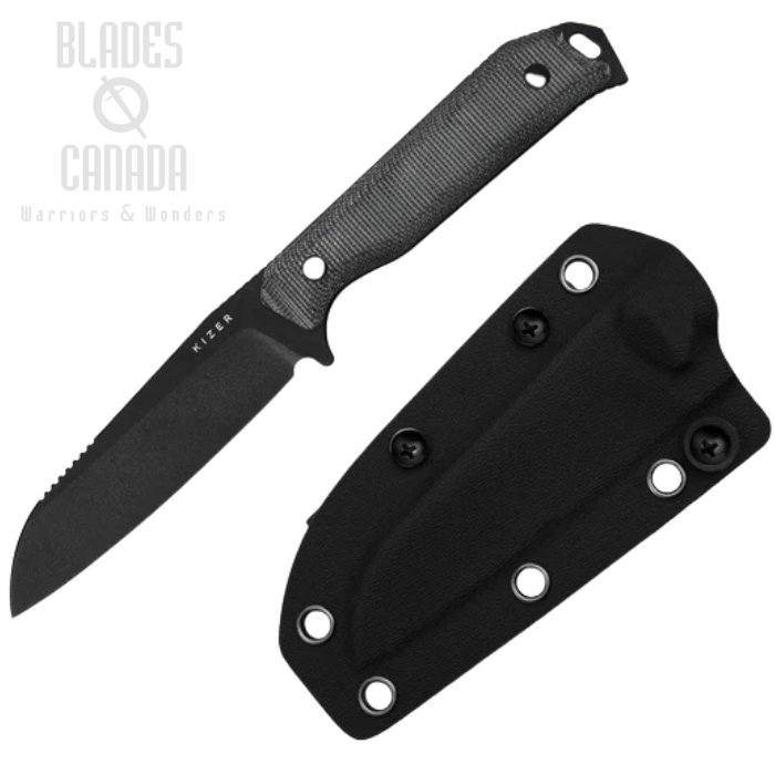 Kizer Begleiter Fixed Blade Knife, AEB-L Black, Micarta Black, 1045MS1 Kizer Begleiter Fixed Blade Knife, AEB-L Black, Micarta Black, 1045MS1