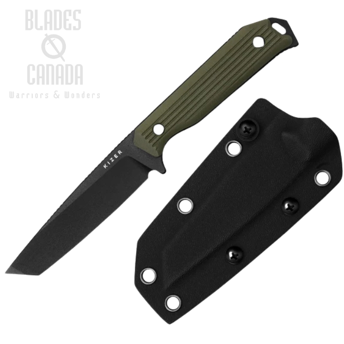 Kizer Begleiter Fixed Blade Knife, AEB-L Black, G10 Green, 1045MT2
