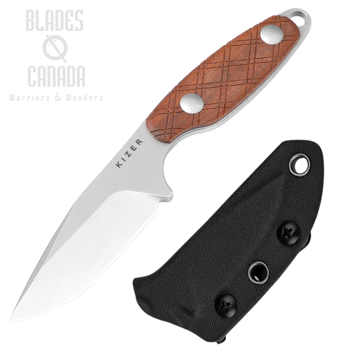 Kizer Muskrat Fixed Blade Knife, S35VN, Mkuruti Wood Hanndle, 1064A2