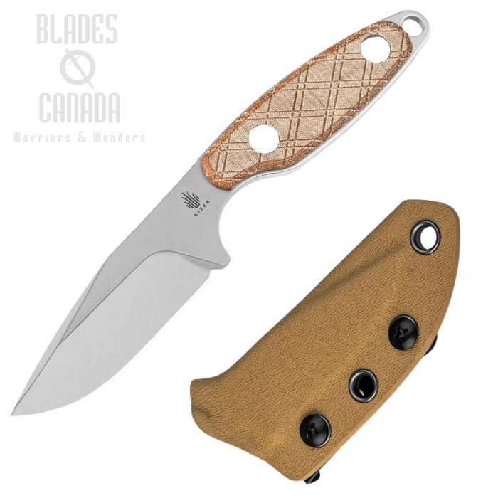 Kizer Muskrat Fixed Blade Knife, 154CM SW, Micarta Brown, 1064C1