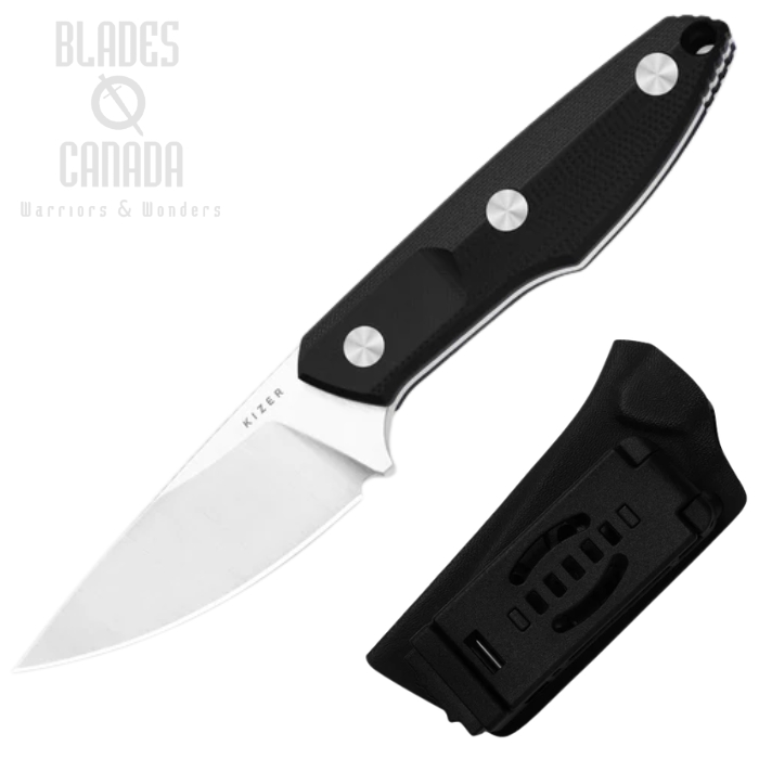 (image for) Kizer Splinter Fixed Blade Knife, AEB-L Satin, G10 Black, Kydex Sheath, KI1087A1