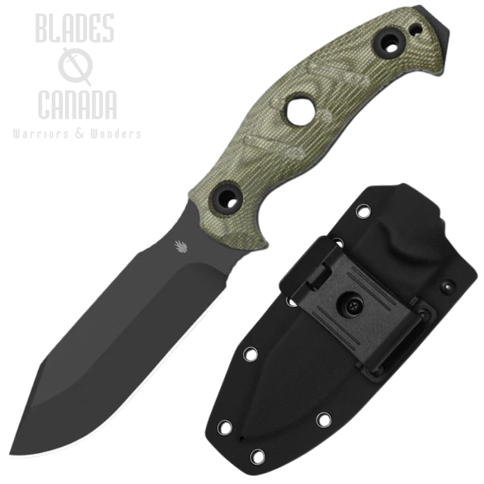 (image for) Kizer Sheepdog Survival Fixed Blade Knife, 1095HC Black, Micarta Green, Kydex Sheath, KI1105A4