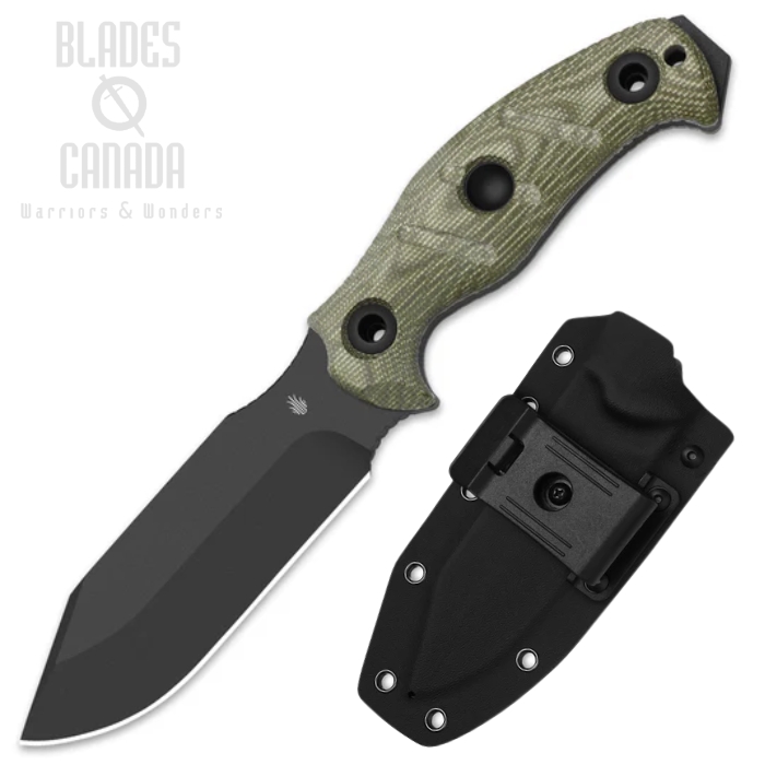 Kizer Sheepdog Survival Fixed Blade Knife, 1095HC Black, Micarta Green, Kydex Sheath, KI1105A4 (image for) Kizer Sheepdog Survival Fixed Blade Knife, 1095HC Black, Micarta Green, Kydex Sheath, KI1105A4