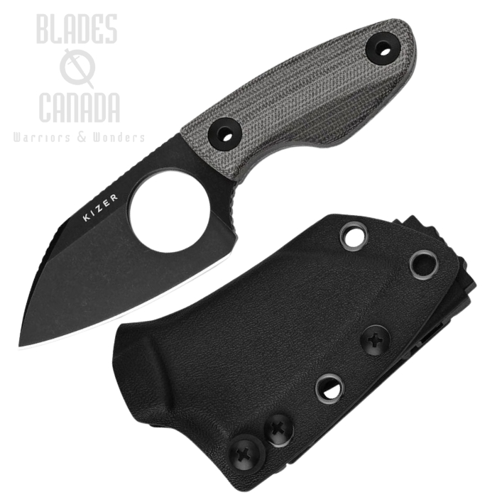 (image for) Kizer Nightjar Fixed Blade Knife, AUS-10A Black, UltreX Micarta Black, Kydex Sheath, 1114A1
