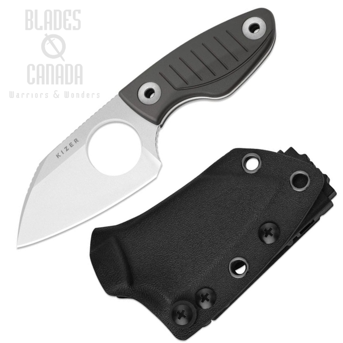 (image for) Kizer Nightjar Fixed Blade Knife, AUS-10A SW, Aluminum Black, Kydex Sheath, 1114A2
