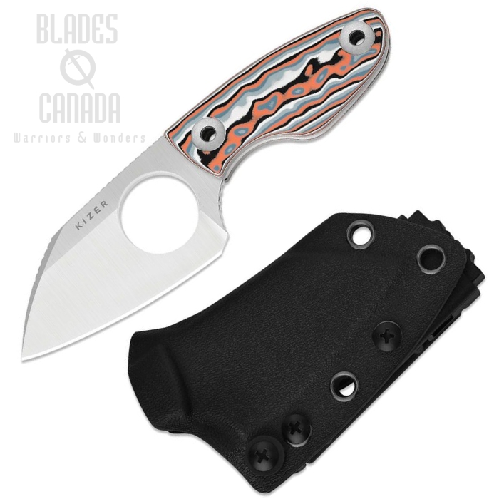 (image for) Kizer Nightjar Fixed Blade Knife, AUS-10 Satin, Micarta Vortex, Kydex Sheath, 1114A3