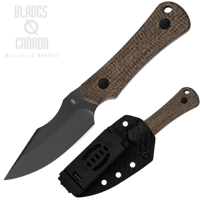 (image for) Kizer Bone Fixed Blade Knife, 3V Black Matte, UltreX Micarta Brown, Kydex Sheath, 1122A1