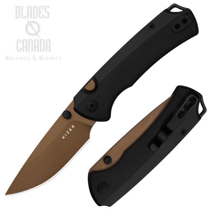 Kizer T1 Button Lock Folding Knife, Elmax Sunset, Aluminum Black, 3490.2BDA2 (image for) Kizer T1 Button Lock Folding Knife, Elmax Sunset, Aluminum Black, 3490.2BDA2