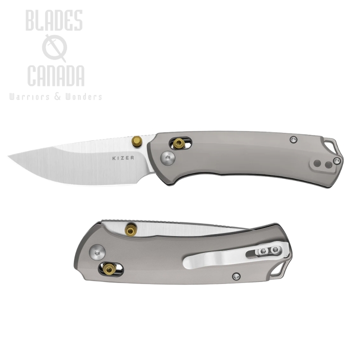 (image for) Kizer T1 CD Clutch Lock Folding Knife, M390 Satin, Titanium Grey, 3490.2CDA1