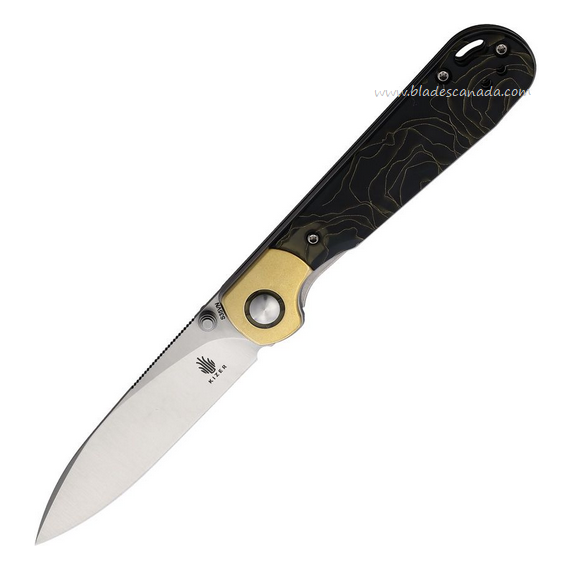 Kizer PPY Folding Knife, S35VN Satin, Raffir Handle w/Brass Bolsters, 3587A1