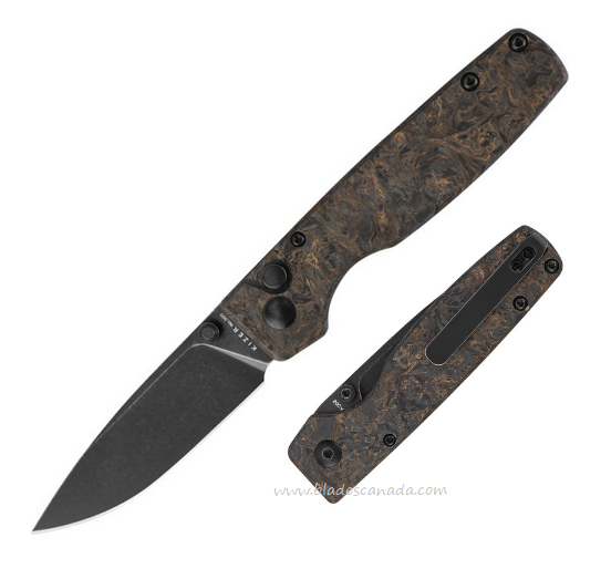 Kizer Original Nebula Button Lock Folding Knife, 20CV Black SW, Fatcarbon, Ki3605A2