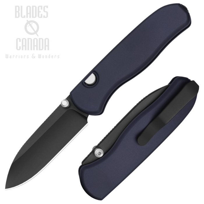 (image for) Kizer Drop Bear Zero Button Lock Folding Knife, Elmax Black, Aluminum Blue, 3619BDA2