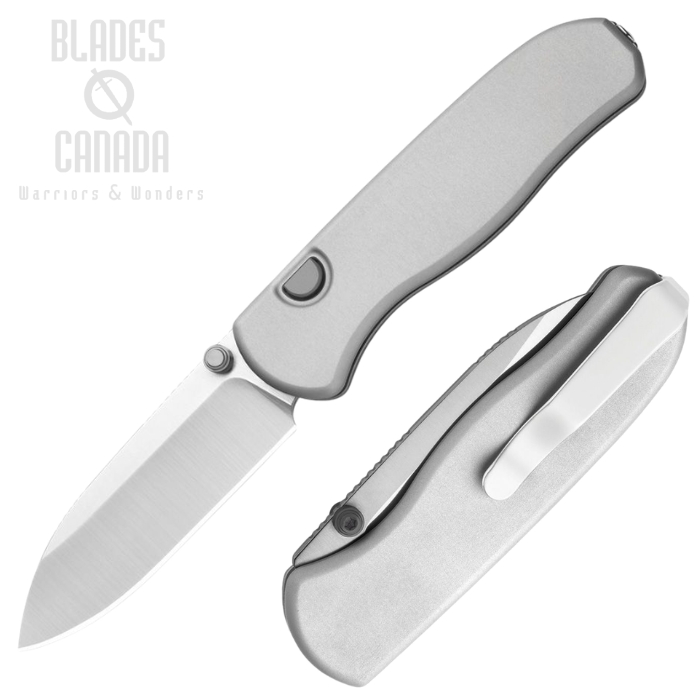(image for) Kizer Drop Bear Zero Button Lock Folding Knife, Elmax Satin, Aluminum Light Grey, 3619BDA4