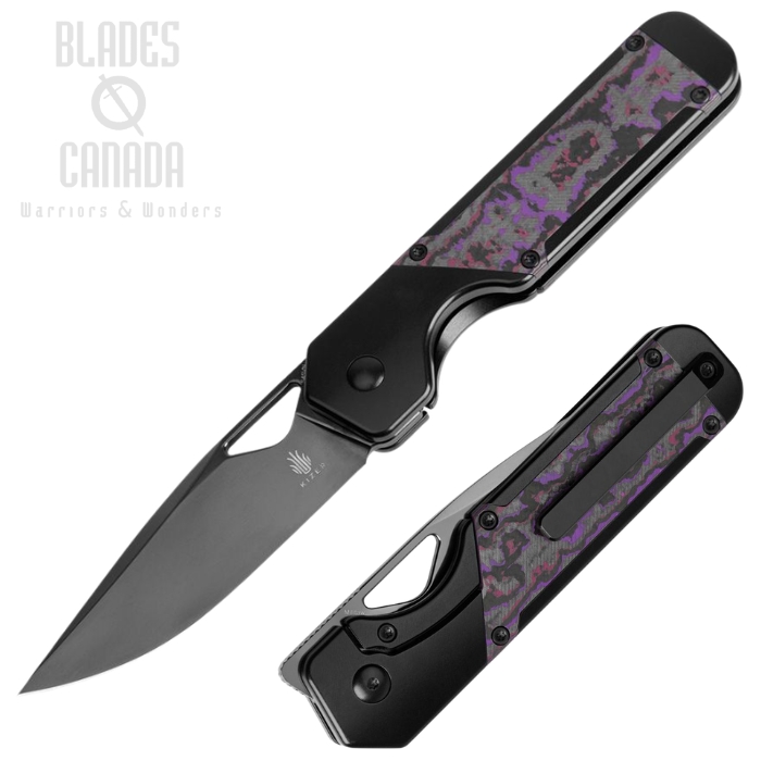 (image for) Kizer Militaw Framelock Folding Knife, S45VN Black, Titanium Black/Fat Carbon Purple Haze, 3634A2