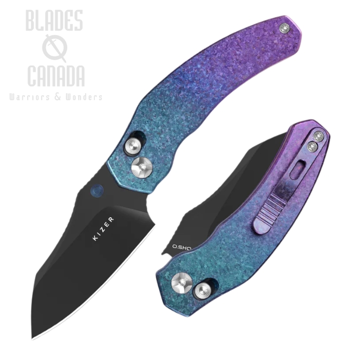 Kizer Mini Bulldog Crossbar Lock Folding Knife, S45VN Black, Crystallized Titanium, 3672SA1