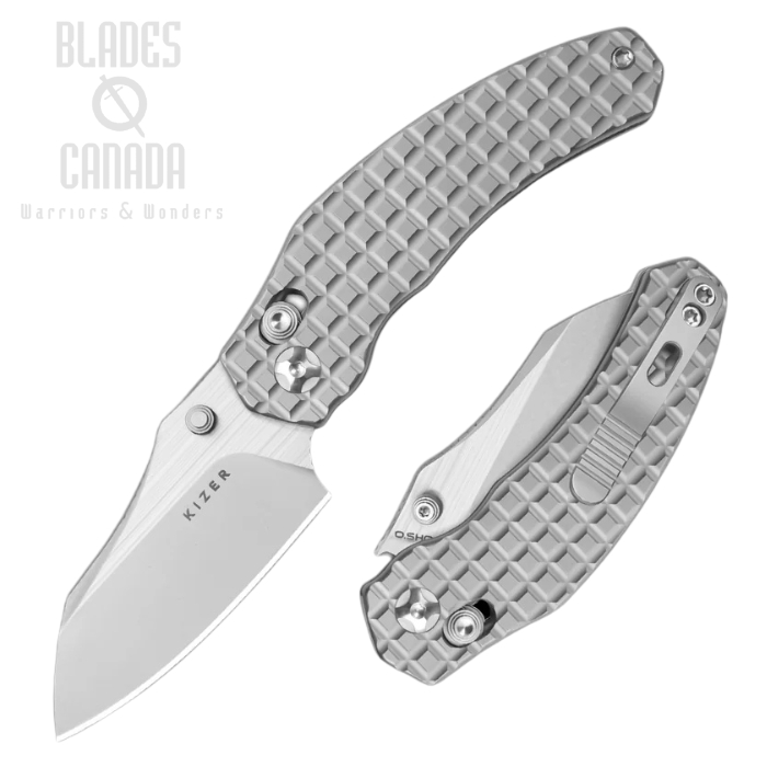 Kizer Mini Bulldog Crossbar Lock Folding Knife, S45VN SW, Titanium Grey Pattern, 3672SA2