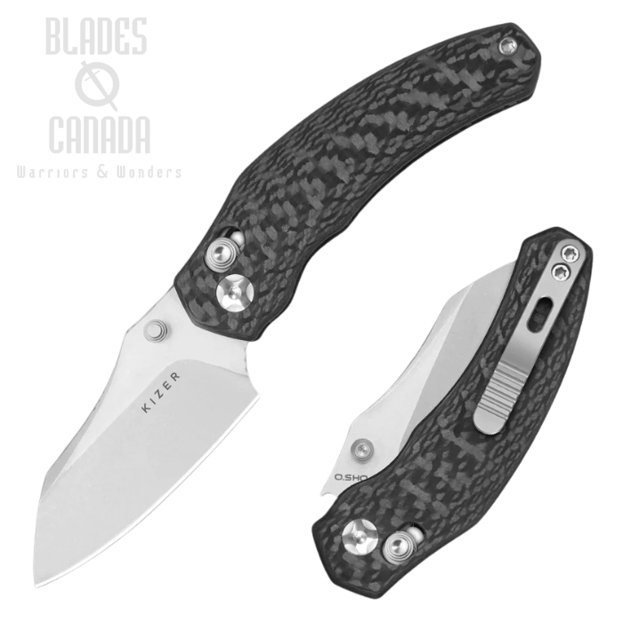 Kizer Mini Bulldog Crossbar Lock Folding Knife, S45VN SW, Carbon Fiber, 3672SA3
