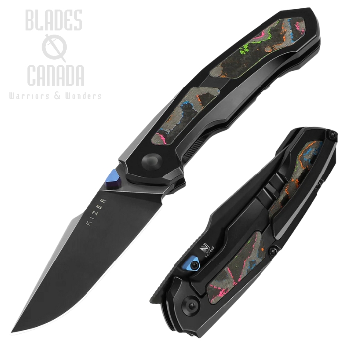 Kizer Feweed Framelock Folding Knife, S45VN Black, Titanium/Carbon Fiber 80's Camo, 3694A3 Kizer Feweed Framelock Folding Knife, S45VN Black, Titanium/Carbon Fiber 80's Camo, 3694A3