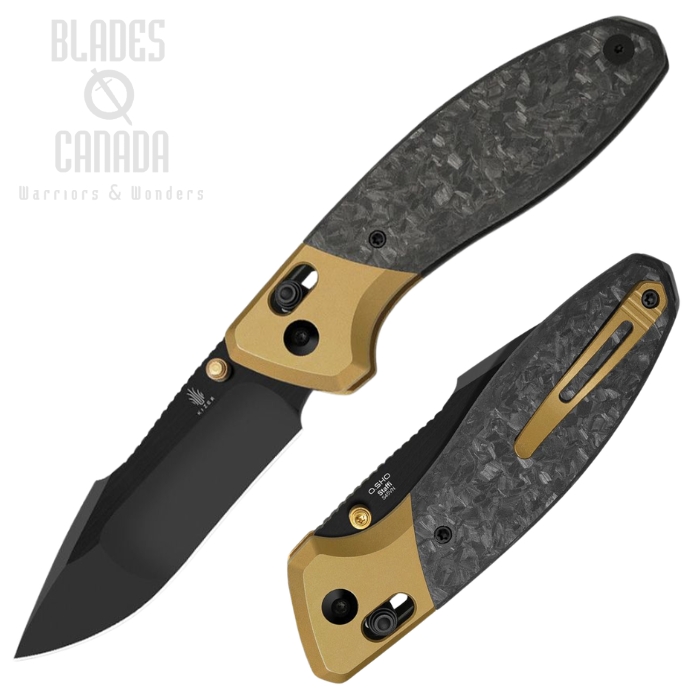 (image for) Kizer Staffi Clutch Lock Folding Knife, S45VN Black SW, Titanium Gold/Carbon Fiber, 3695A1