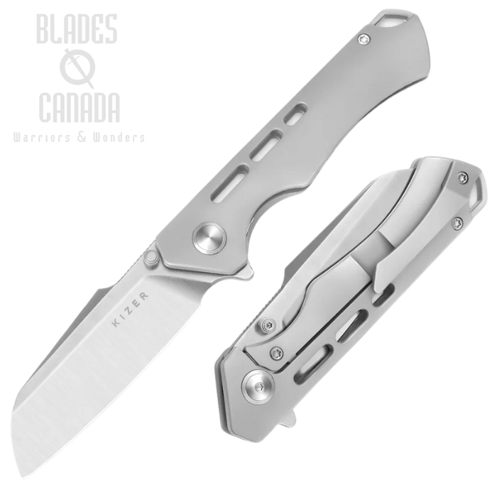 Kizer Crest Flipper Framelock Knife, S35VN Satin, Titanium Grey, 3714A1