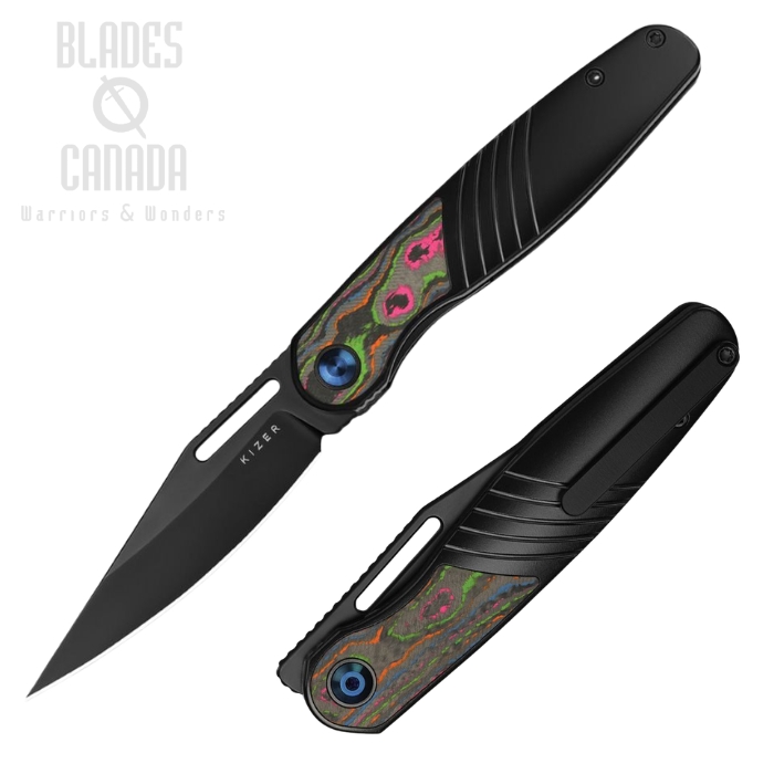 (image for) Kizer Raze Framelock Folding Knife, S45VN Black, Titanium Black/CF 80's Camo, 3720A1