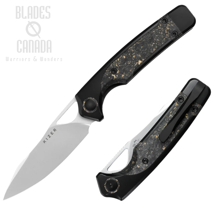 Kizer Ara Folding Knife, S45VN Satin, Titanium/Carbon Fiber Gold Flake, 3729A1 Kizer Ara Folding Knife, S45VN Satin, Titanium/Carbon Fiber Gold Flake, 3729A1