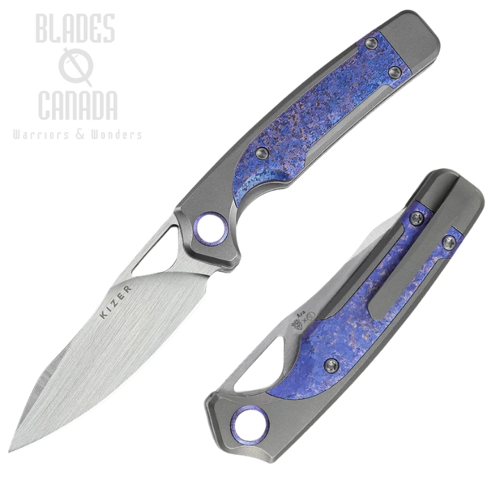Kizer Ara Folding Knife, S45VN Hand Brushed, Titanium/Ti Purple Snowflake, 3729A3