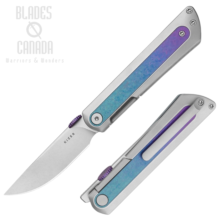 (image for) Kizer Quoll Framelock Folding Knife, S45VN SW, Crystallized Titanium, 3733A2