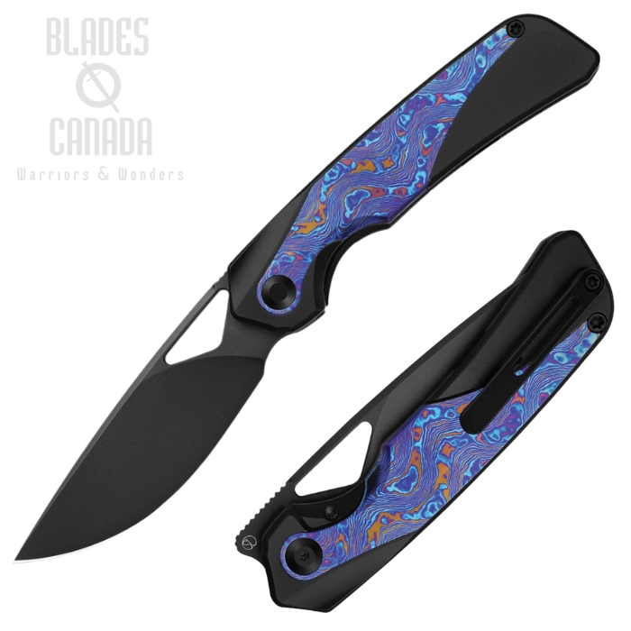 (image for) Kizer Topsail Flipper Framelock Knife, S45VN Black, Titanium Black/Timascus, 3735A2