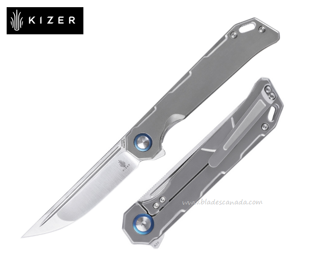 Kizer Begleiter Flipper Framelock Knife, S35VN Satin, Titanium Grey, KI4458T4