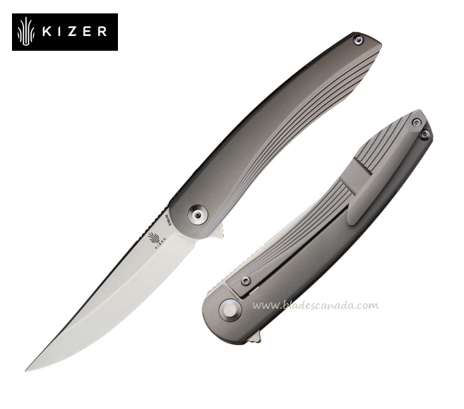Kizer Zen Flipper Framelock Knife, CPM S35VN SW, Titanium Grey, 4553