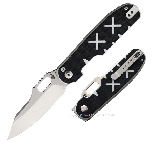 Kizer Cormorant Button Lock Folding Knife, S35VN Satin, G10 Black/White, KI4562