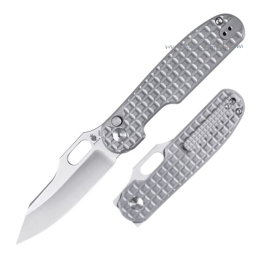 Kizer Cormorant Button Lock Folding Knife, CPM 20CV, Titanium Sculpted, 4562A4