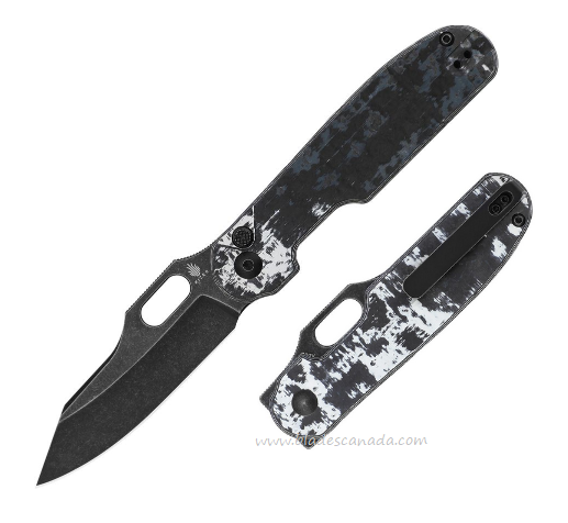 Kizer Cormorant Button Lock Folding Knife, S90V Black SW, Fat Carbon, 4562A7