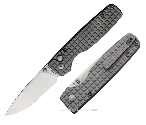 Kizer Original XL Button Lock Folding Knife, S35VN SW, Sculpted Titanium, KI4605A1