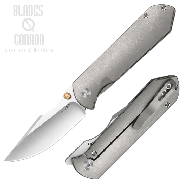 (image for) Kizer Harpoon Fold Framelock Folding Knife, Elmax SW/Satin, Titanium Grey SW, 4784A1