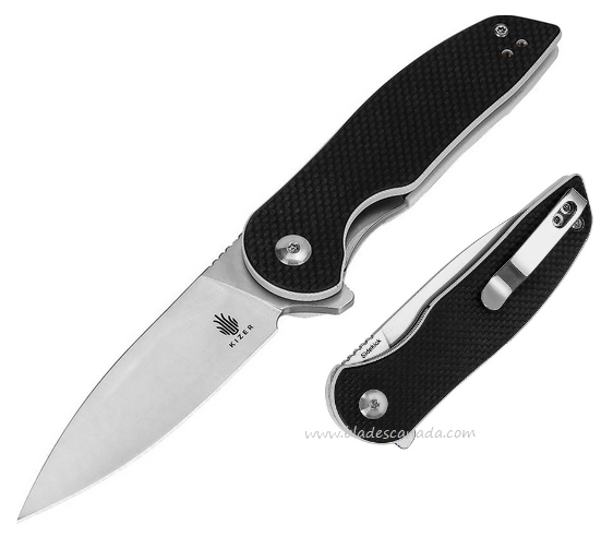 Kizer Sidekick Flipper Folding Knife, Satin Blade, G10 Black, KIL3006A1 Kizer Sidekick Flipper Folding Knife, Satin Blade, G10 Black, KIL3006A1