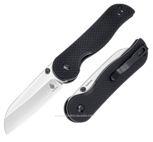 Kizer Seahorse Folding Knife, Satin Blade, G10 Black, KIL3009A1