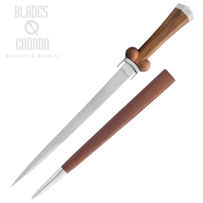 Kingston Arms Bollock Dagger Knife, 1566 Steel, Wood Handle, Stainless Pommel, KIN36220 Kingston Arms Bollock Dagger Knife, 1566 Steel, Wood Handle, Stainless Pommel, KIN36220