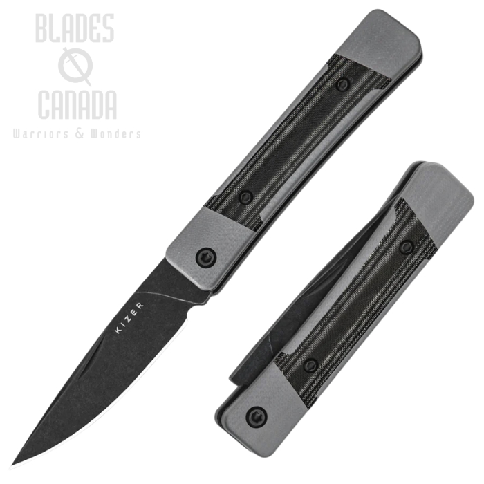 Kizer Little Grand Slipjoint Folding Knife, Nitro-V Black, G10 Grey/Black Micarta, V2670A2