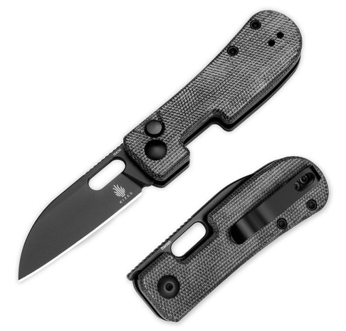 Kizer Banish Button Lock Folding Knife, 154CM Black Sheepsfoot, Micarta Black, KIV2676C1