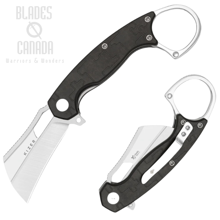 Kizer Dodo Flipper Folding Karambit Knife, Nitro-V Satin, Richlite Chocolate Glacier, V2702A1