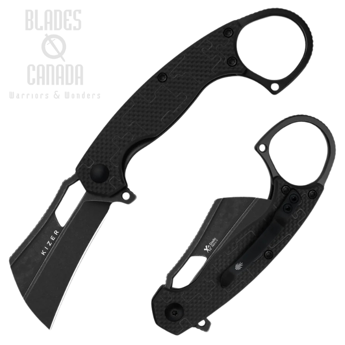 Kizer Dodo Flipper Folding Karambit Knife, Nitro-V Black, G10 Black, V2702A3