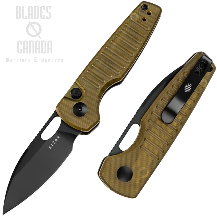 Kizer Parakeet Button/Liner Lock Folding Knife, Nitro-V Black, PEI Handle, V2706A1