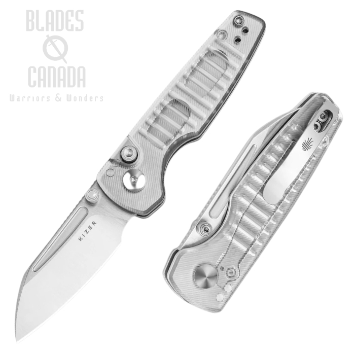 Kizer Paraleet Button/Liner Lock Folding Knife, Nitro-V Satin, Acrylic Handle, V2706A2